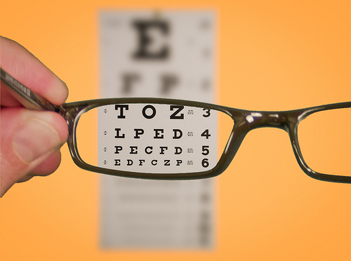 Eyeglasses with vision chart
